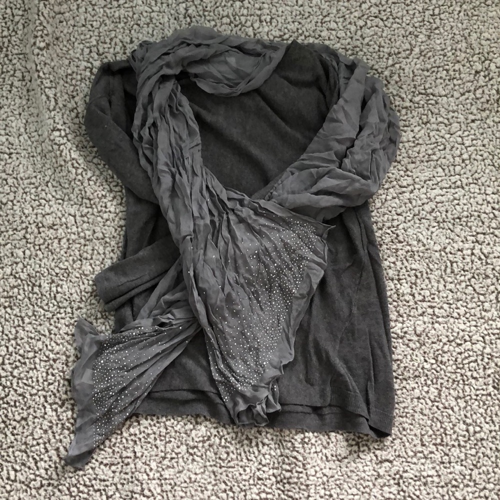 Charming Charlie’s Grey Rhinestone Studded Scarf